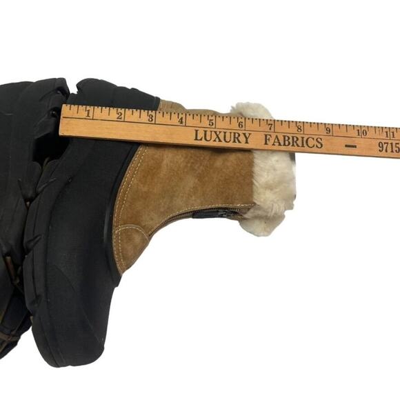 SOREL Snow /Rain Boots Womens Sz 6 Black & Tan Short Zip Suede - Picture 8 of 14